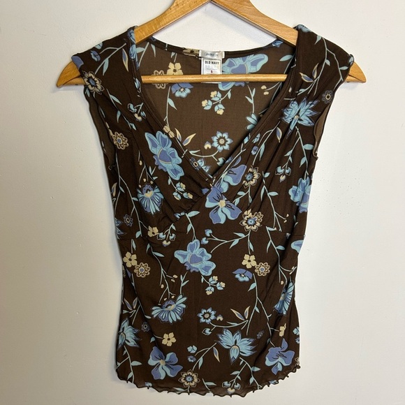 Old Navy Y2K Top Blouse Lightweight sheer Floral Size S Summer Roberts Core  OC - Picture 1 of 12
